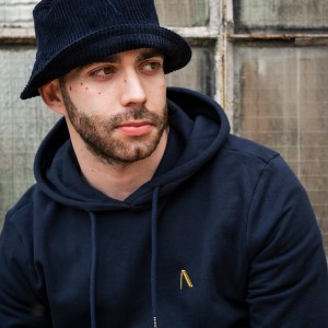 Sweat coton bleu marine et bob velours côtelé Bleu Pétrole Auguste