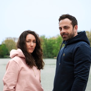 Sweat coton bleu marine et rose pâle Auguste