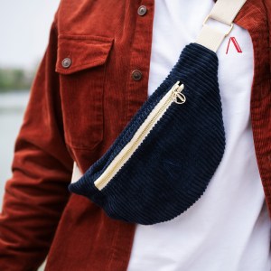 Sacoche velours côtelé bleu pétrole Auguste